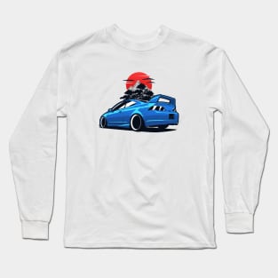 Blue Acura RSX nature background Long Sleeve T-Shirt